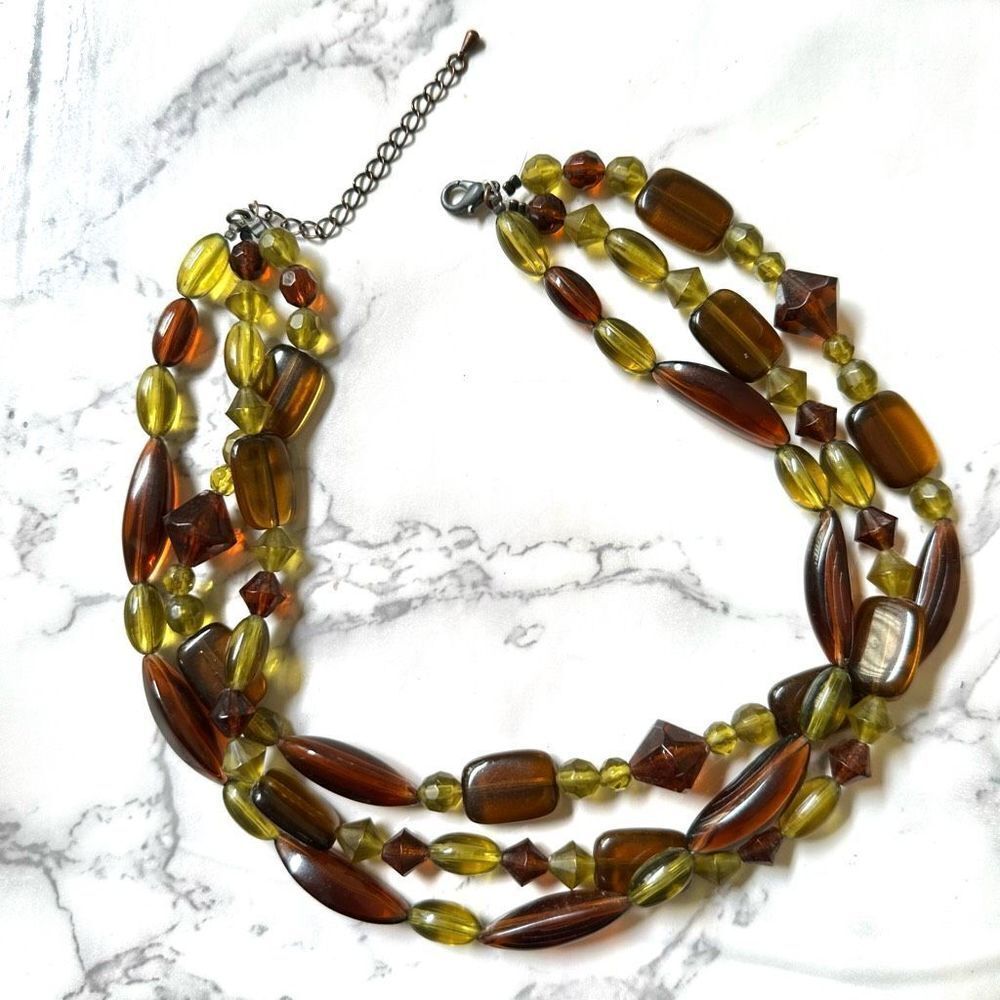 Green and brown multi strand necklace - Picture 2 of 8
